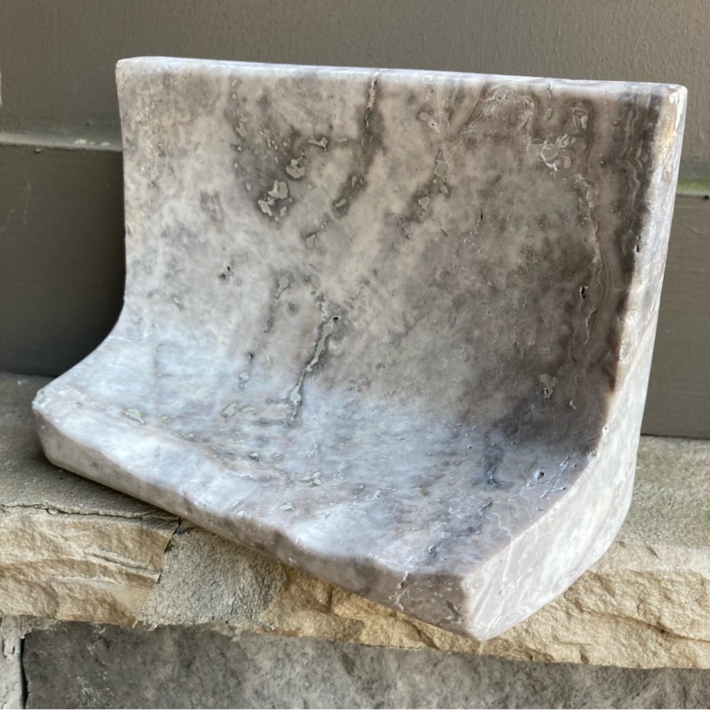 🌲 Travertine Soap Dish, Natural Stone. NWOT.